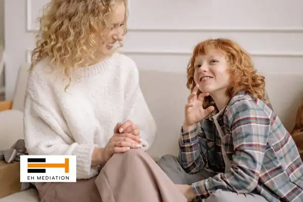 Happy mother and child after sorting child arrangements mediation Kent