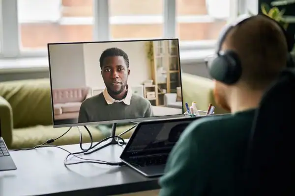 Man attending online mediation Kent MIAMS session